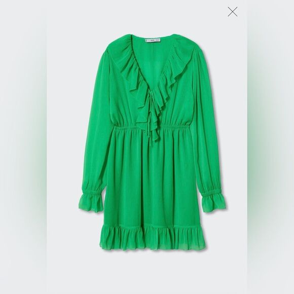 New Mango MNG Textured ruffled dress, women size small, size US 4 - Picture 1 of 11